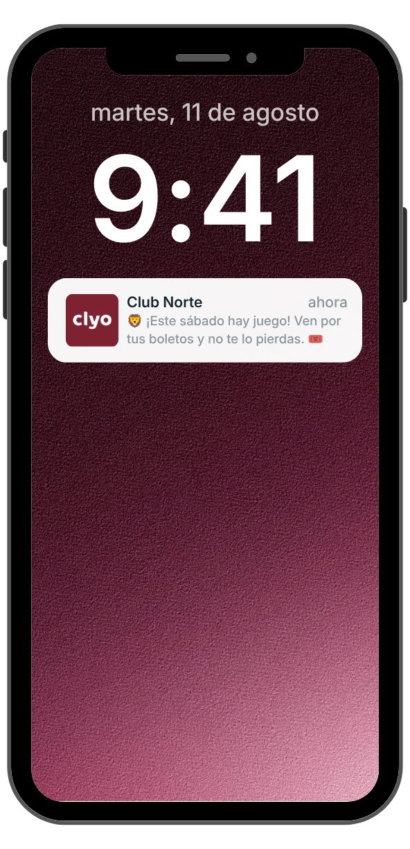 Aviso de Club Norte: este sábado hay juego en la pantalla bloqueada de un teléfono