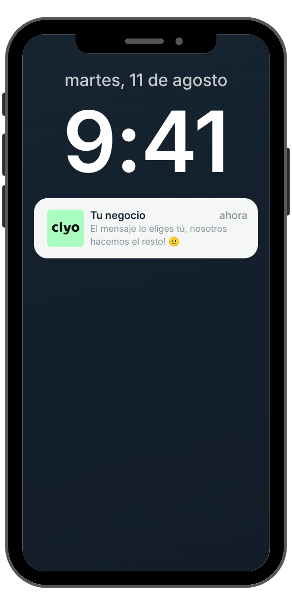 Aviso de Tu negocio: el mensaje lo eliges tú en la pantalla bloqueada de un teléfono